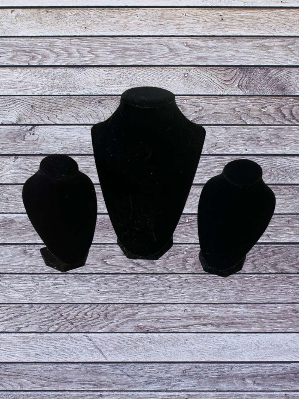 👑 3 Black Velvet Necklace Display Stands